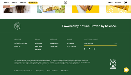 Beekeepers Naturals Footer